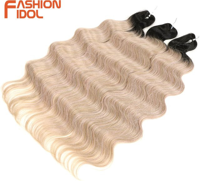 FASHION IDOL Haarverlängerung, Häkelhaar, 24 Zoll, Ombre Blonde, Synthetisch - Bild 1