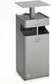 VAR Ascher und Abfallsammler mit Dach in Silber, Volumen: 38 l, Breite: 35 cm - Bild 1