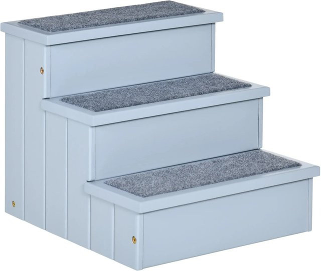 PawHut Hundetreppe aus Tannenholz in Grau mit rutschfester Oberfläche, Länge: 40,5 cm, Breite: 44,5 cm, Höhe: 38,0 cm - Bild 1