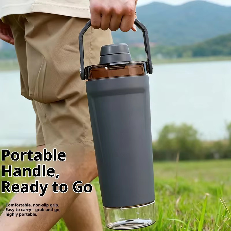 Edelstahl Kaffeebecher im amerikanischen Stil, vakuumisoliertes Outdoor-Mug für unterwegs, Farbe: Grau - Bild 1