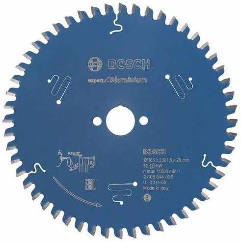 Bosch Expert for Aluminium Kreissägeblatt mit 52 Zähnen, Durchmesser: 165 mm, Bohrung: 20 mm, Breite: 1,6 mm - Bild 1