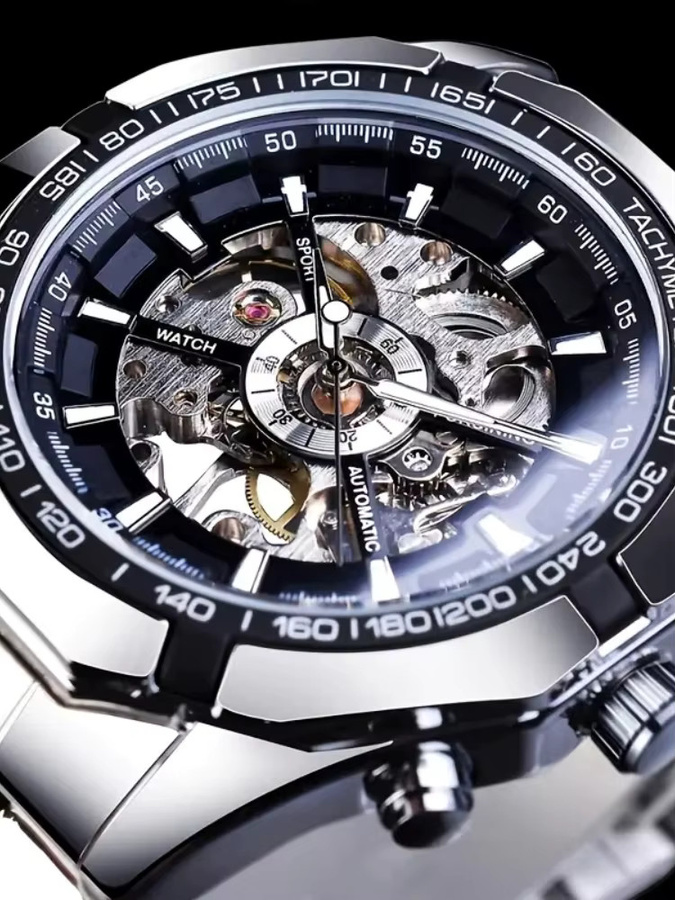 LUOLINGONGJUE Armbanduhr Automatik, Edelstahl, Skelett, Herren - Bild 2