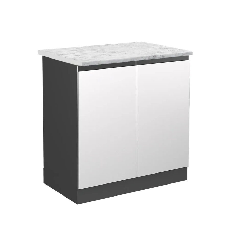Vicco R-Line Spülenunterschrank Küchenunterschrank Weiß/Anthrazit mit Marmor-Optik B: 80,0 cm, H: 81,6 cm, T: 46,0 cm - Bild 2