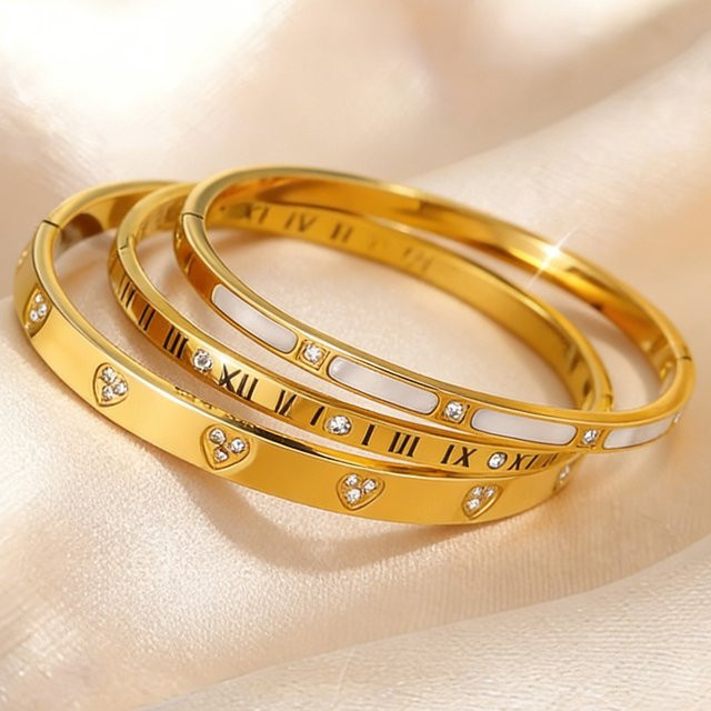 Yupsk Armband Edelstahl, Zirkonia, Gold - Bild 1