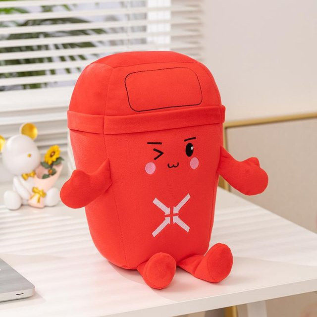 Binchi Fitness Kawaii Mülltrennung Mülleimer, Plüschtier, rot, ab 14 Jahre - Bild 1