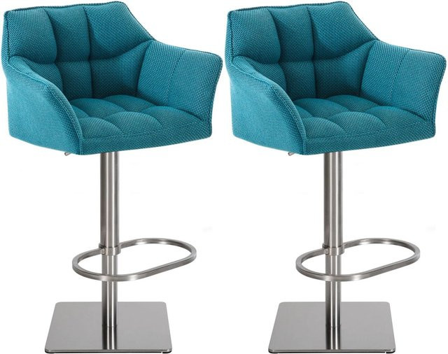 DELUKE 2er Set Barhocker SIHAR in Türkis, höhenverstellbare Barstühle mit Lehne und 360 Grad Drehbarkeit, B/T/H: 64 x 45 x 88 cm - Bild 1