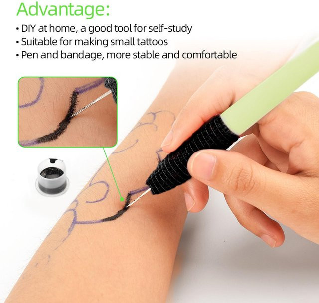Hand Stick Tattoo Kit DIY Tattoo Zubehör Set, 3RL 5RL weiß - Bild 1