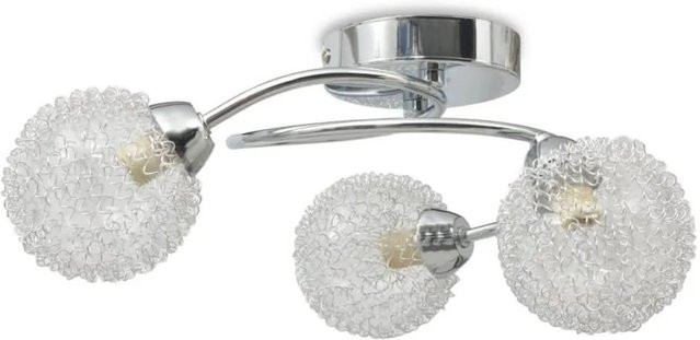 vidaXL Deckenleuchte aus Metall und Glas in Chrom mit transparenten Schirmen für 3 G9-Leuchtmittel, Durchmesser: 28,0 cm, Höhe: 16,0 cm - Bild 1