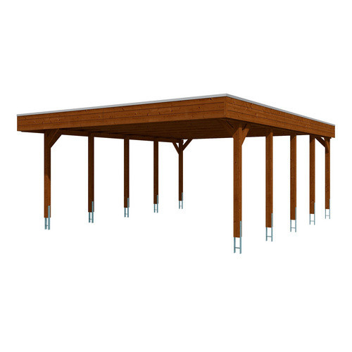 SKANHOLZ Carport Friesland aus Fichte mit EPDM-Flachdach in Nussbaum Braun, B: 546 cm, T: 708 cm - Bild 3