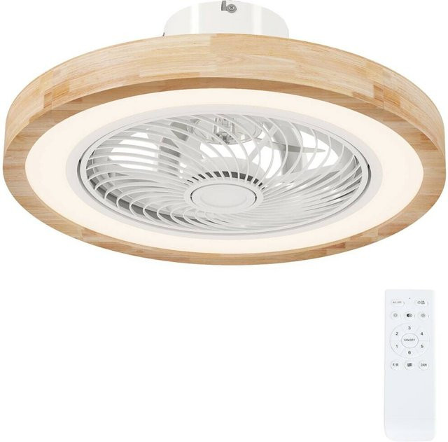 HOMCOM Deckenventilator mit LED-Beleuchtung und Fernbedienung in Holzoptik, B/H/T: 50 x 22,5 x 50 cm - Bild 1
