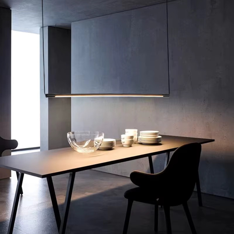 Minimalistische LED-Pendelleuchte IISINUO aus Aluminium in Schwarz für Esszimmer, Schlafzimmer und Arbeitszimmer - Bild 3