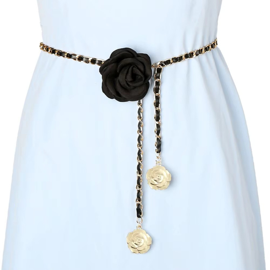 Taillengürtel Kamelie Blume, Leder, Metallkette, Damen - Bild 5