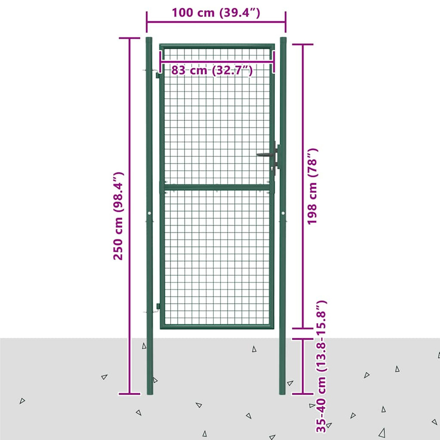 Vidaxl Gartentor aus Stahl in Grün, B: 100 cm, H: 200 cm - Bild 3