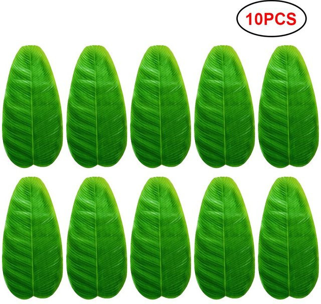 10 Stück Künstliche Bananenblätter von CosyHome in Grün als Tropische Dekoration für Party und Sommer - Bild 1