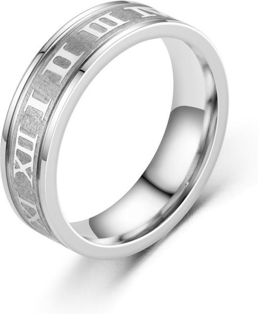 YIRAN Ring, Edelstahl, Weiß, Unisex, Römische Ziffern, 6 mm - Bild 1
