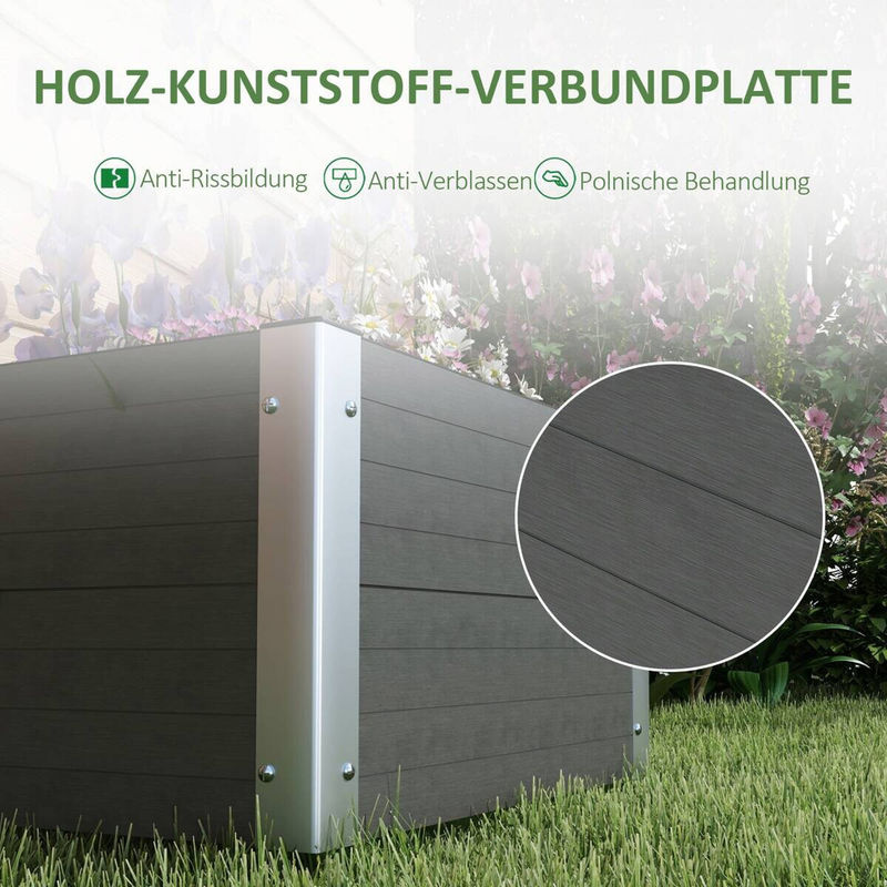 Outsunny Hochbeet aus Polypropylen in Grau, B/H/L: 60 x 60 x 30 cm - Bild 4