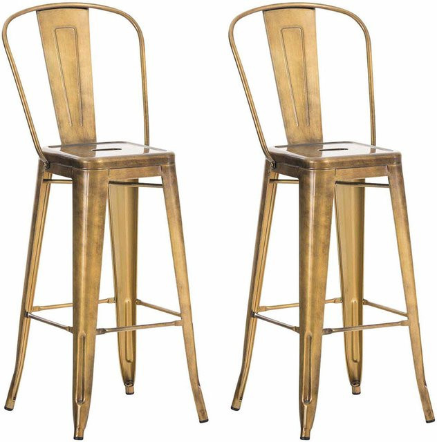 TPFLiving 2er Set Barhocker Adnan in Gold aus Metall, Höhe: 115 cm, Breite: 44 cm, Tiefe: 52 cm - Bild 1
