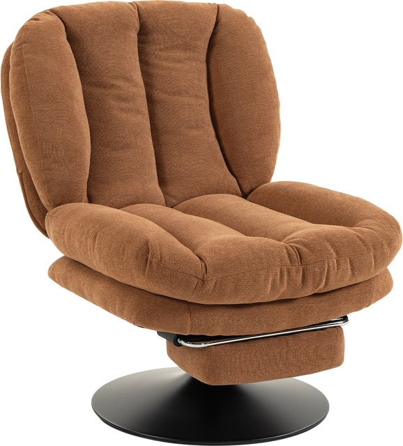 HOMCOM Drehbarer Polstersessel in Leinenoptik mit Fußhocker, Dunkelbraun, B/T/H: 69 x 92 x 89 cm - Bild 1