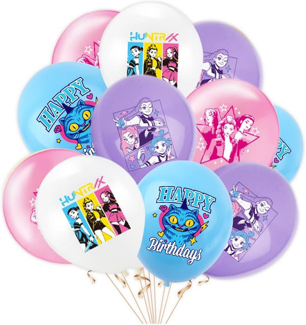 Yiran toy 1 K-POP Dämonenjäger Geburtstagsparty Dekorationsset in Rot und Multicolour mit Banner, Luftballons, Kuchenaufsatz und Hintergrund - Bild 1