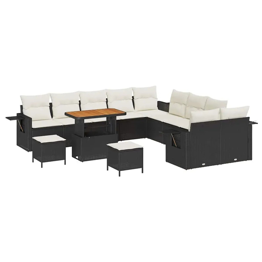 vidaXL Garten-Sofa-Set 13-teilig aus Poly-Rattan in Schwarz-Creme - Bild 2