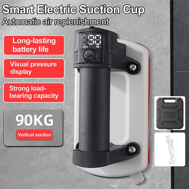 Lpnove Elektrischer Vakuum-Saugnapf mit intelligenter Anzeige und 90 kg Tragfähigkeit für Glas, Granit und Fliesen - Bild 1