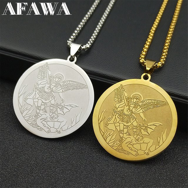 AFAWA Halskette Erzengel St. Michael, Edelstahl, Unisex - Bild 1