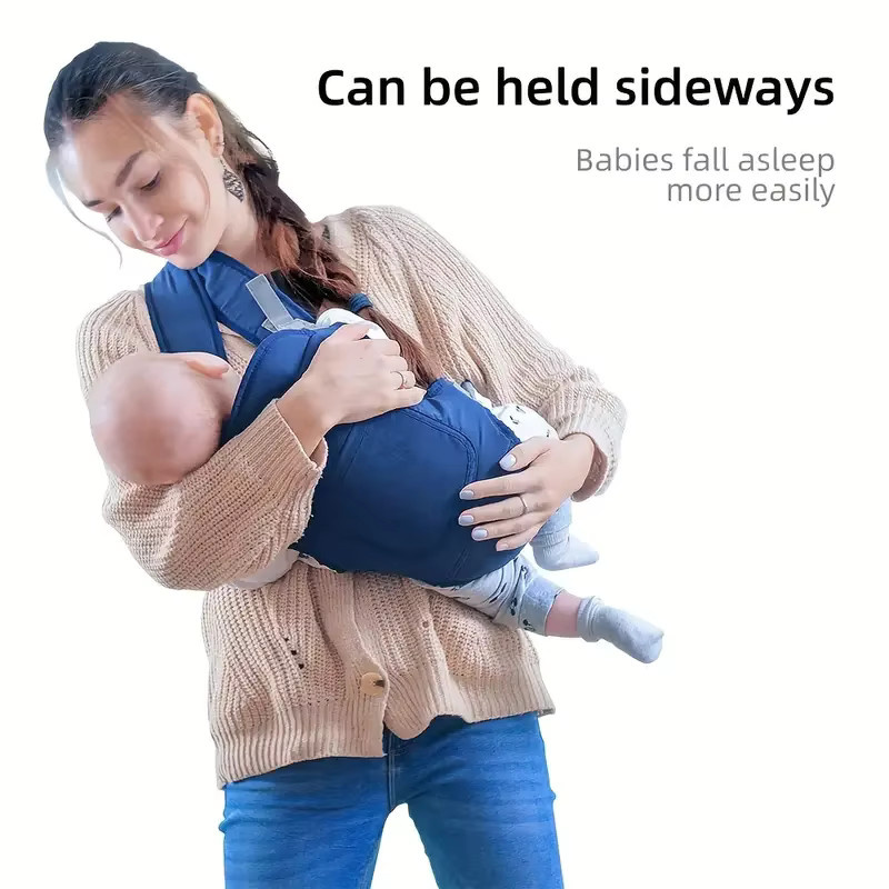 Multifunktionale Babytrage von dajinbear mit vier Tragemethoden für vorne und hinten, erhältlich in Schwarz und Blau - Bild 1