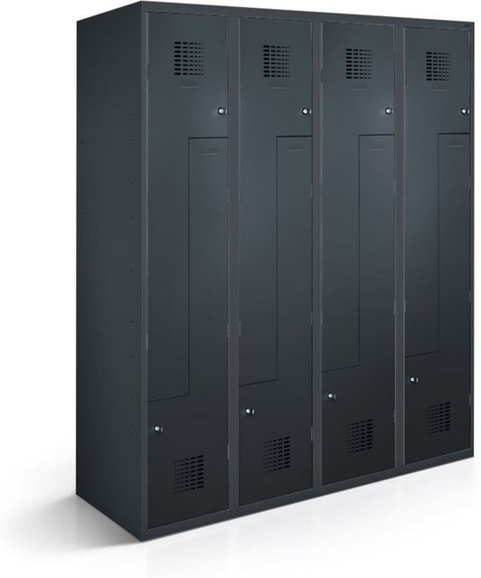 rotstahl Z-Spind mit 8 Türen in Anthrazit, B/T/H: 120 x 50 x 180 cm - Bild 1