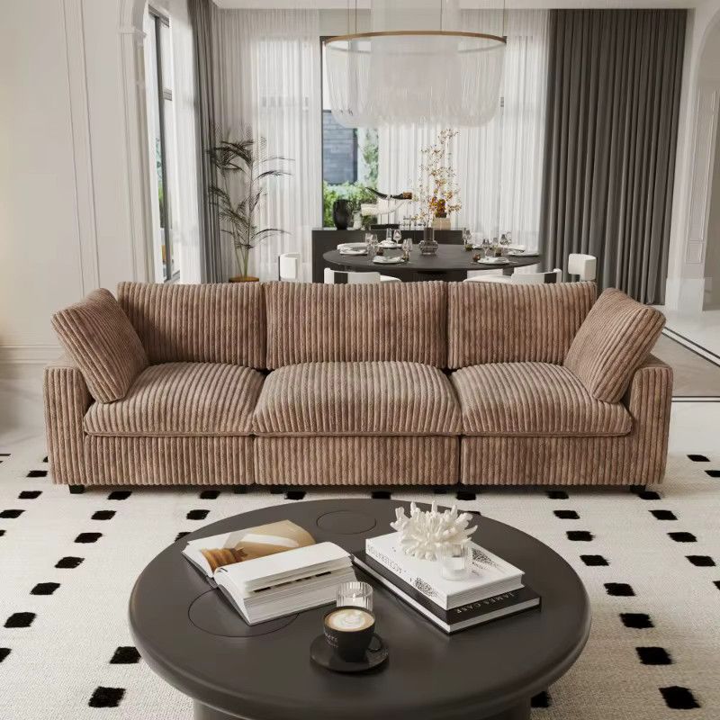 XMSJ Modulares Schnittsofa im Vintage-Stil aus braunem Plüsch-Cordstoff - Bild 2