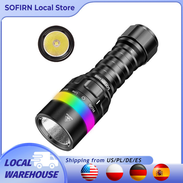 Sofirn SD08 Scuba Tauchtaschenlampe mit 3200 lm, SST70 LED, RGB-Licht für 360 Grad Unterwasserpositionierung, schwarz, wiederaufladbar - Bild 1