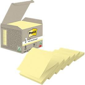 Post-it Recycling Z-Notes Haftnotizen aus PEFC-Papier, Gelb, B: 7,6 cm, T: 7,6 cm, 6 Blöcke à 100 Blatt - Bild 1