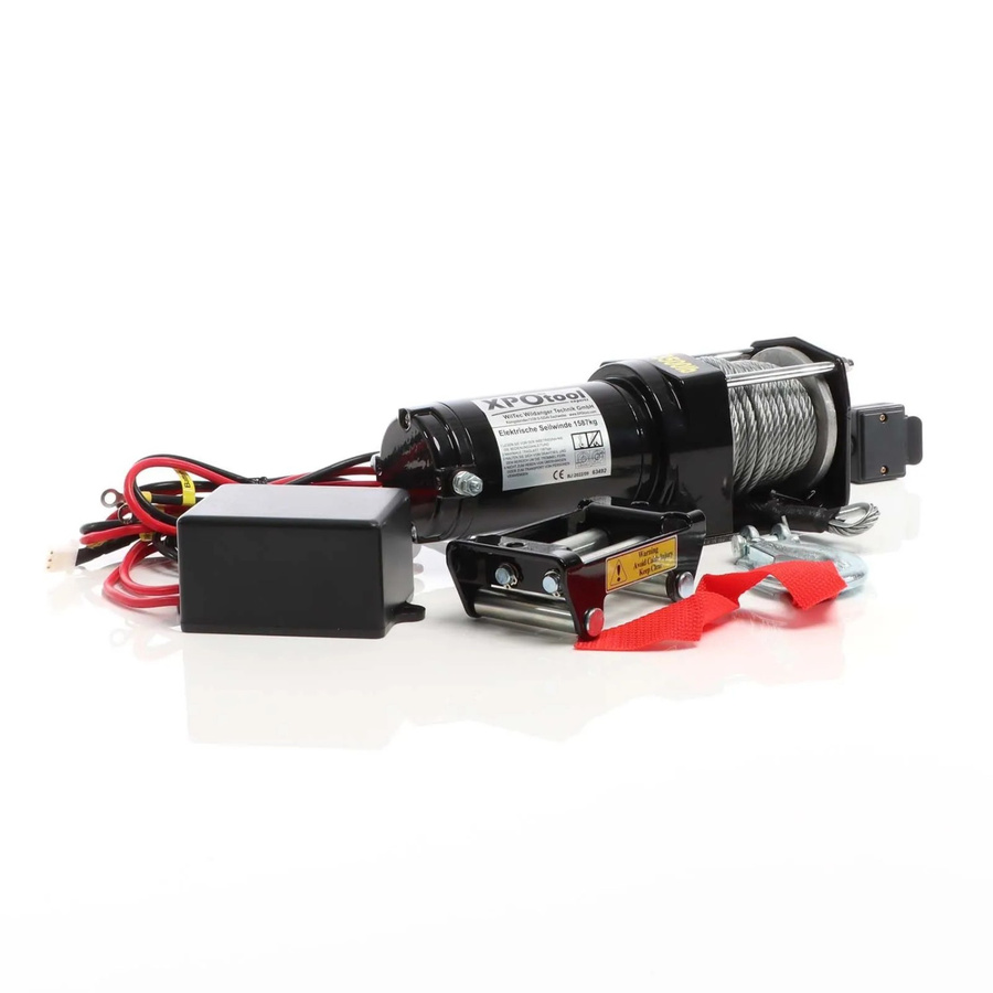 Xpotool Elektrische Seilwinde 12V mit Fernbedienung, 1587kg Seilzug in Schwarz - Bild 2