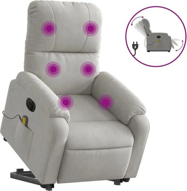 vidaXL Elektrischer Massagesessel mit Aufstehhilfe in Hellgrau aus Mikrofasergewebe - Bild 1