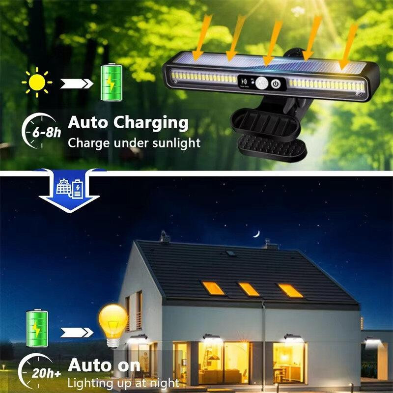 YJMP Super Lighting Clip-on Solar-LED-Außenleuchten mit Bewegungsmelder in Schwarz - Bild 9