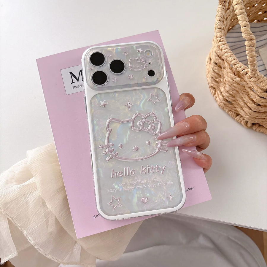 Sanrio Hello Kitty Handyhülle aus Acryl für iPhone 17, 16, 15 Pro Max und 17 Pro, Stoßfest, Farbe: Weiß/Transparent - Bild 2