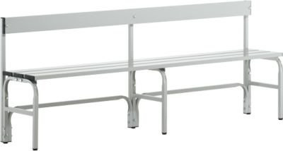 Sypro Umkleidebank mit Rückenteil aus Stahlrohr und Aluminium, Breite: 200 cm, lichtgrau - Bild 1