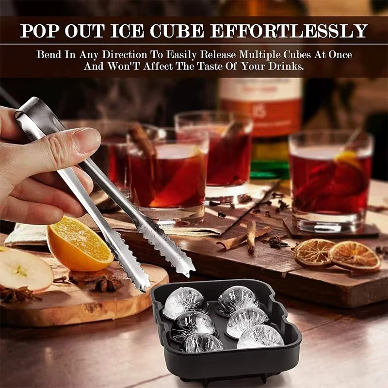 Eiswürfelform aus Silikon mit Deckel in Schwarz für Whisky und Eiswürfel-Bälle - Bild 4