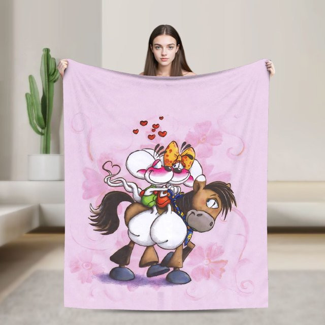 D-Diddles Kuscheldecke mit Diddl-Cartoon-Motiv, Rosa, B/B: 150 x 125 cm - Bild 1
