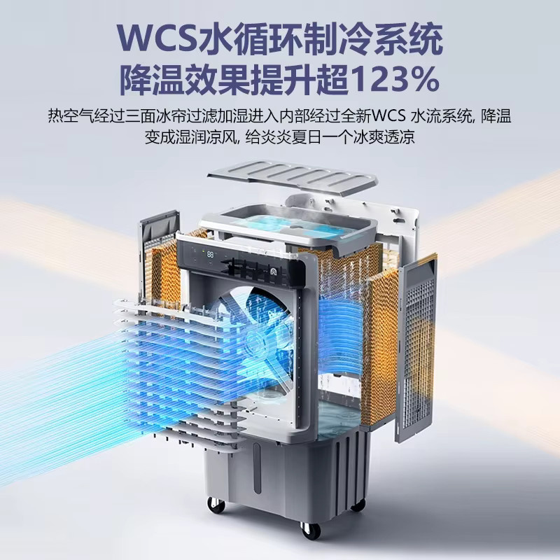 HAOYUNMA Tragbarer Wasserkühler HAOYUNMA Industrieller Kühlventilator mit 220V, Weiß, Höhe: 80 cm - Bild 3