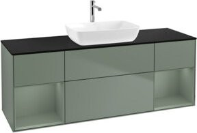 V&B Waschtischunterschrank Finion mit Wandbeleuchtung, Farbe Olivenmatt lackiert, B/T/H: 160 x 50,1 x 50,1 cm - Bild 1