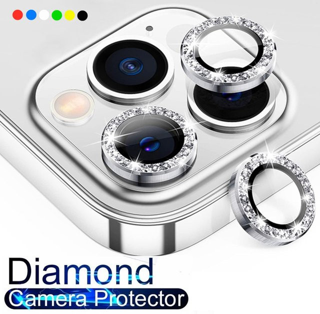 3er-Set AKABEILA Diamant-Metall-Kameraobjektivschutz für iPhone 17 16 15 14 13 12 11 Pro Max Plus Air in Blau und Silber - Bild 1
