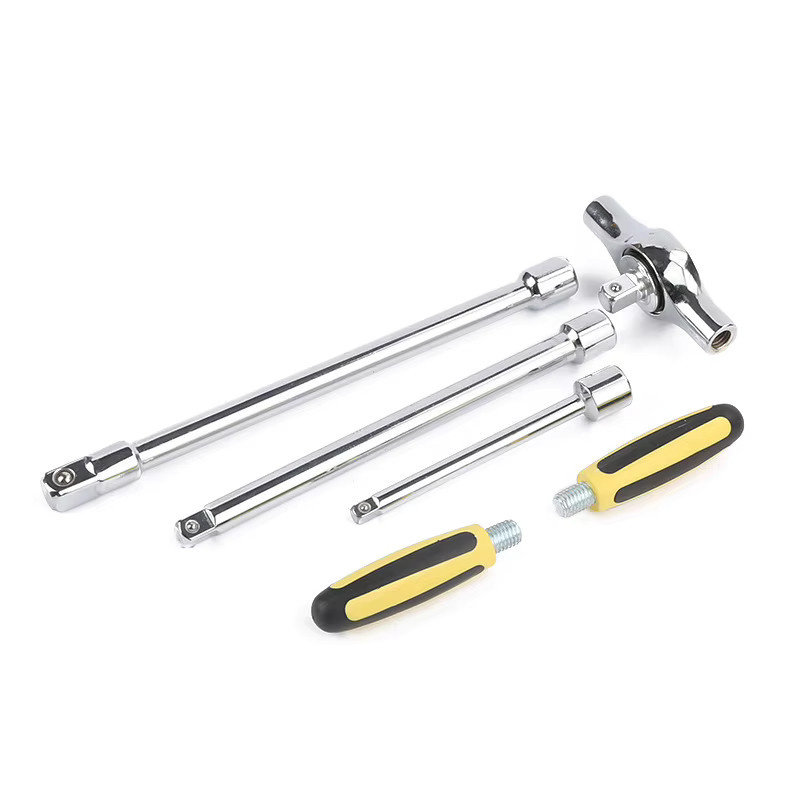 WEELEE 3-in-1 T-Griff Ratsche und Schnellschlüssel Set mit Sechskant-Hülsen in Grau und Silber für Reparaturarbeiten - Bild 2