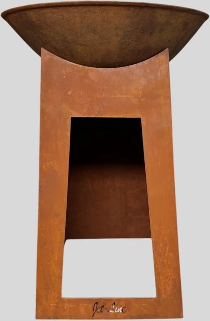 Jet-Line Feuersäule Cambridge mit Feuerschale und Holzlagermöglichkeit in Rostbraun, H x B x T: 110 x 72 x 72 cm - Bild 1