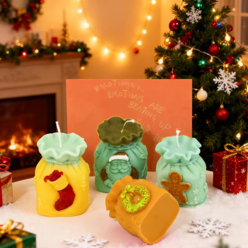 Silikonformen für DIY Weihnachtskerzen mit 3D Relief Santa Elch und Schleife in Multicolour für Wachs und Resin - Bild 3