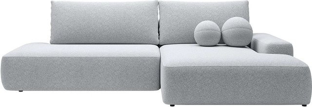 Vente-unique Schlafsofa Daviso in Hellgrau mit L-Form und Schlaffunktion aus meliertem Stoff - Bild 1