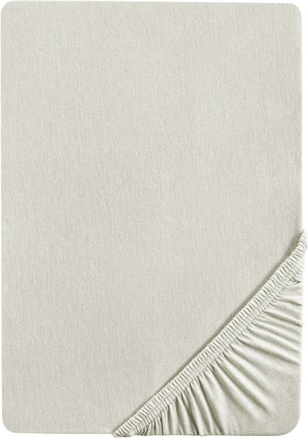 Boxspringbezug Jersey aus Baumwolle in Grau oder Beige, atmungsaktiv und waschbar bei 60 Grad - Bild 1