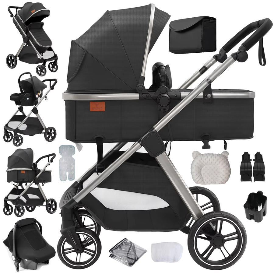 Prokoke Reisebuggy für Neugeborene, faltbarer Kinderwagen aus Aluminium in Grau-Schwarz - Bild 8