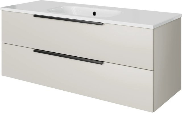 Pelipal Badmöbel-Set Quantum 07 in Kaschmir Matt mit Mineralmarmor-Waschtisch und Unterschrank, Breite: 121 cm - Bild 1