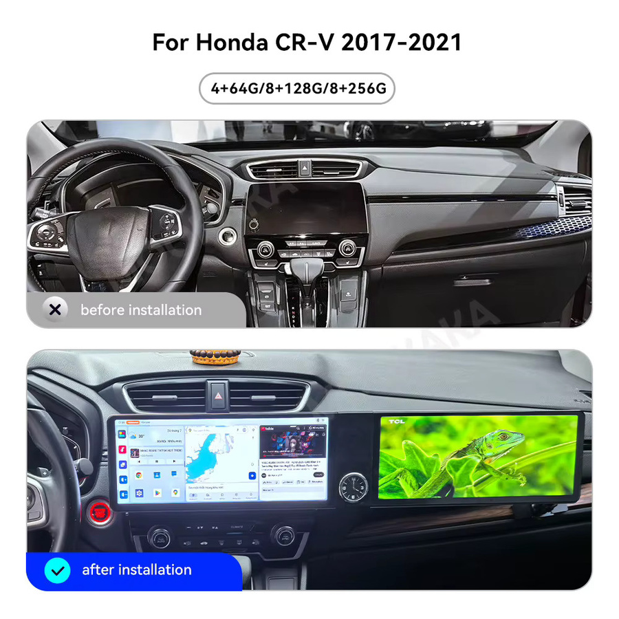 Aotsr Android Auto Stereo Multimedia Radio mit Dual Screen und GPS für Honda CR-V 2017-2021, Schwarz, 24,6 Zoll - Bild 6