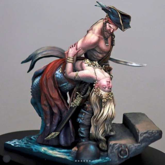 BAANFU Piratenkapitän und Meerjungfrau, Modellbausätze, Maßstab 1:24, Fantasy - Bild 1